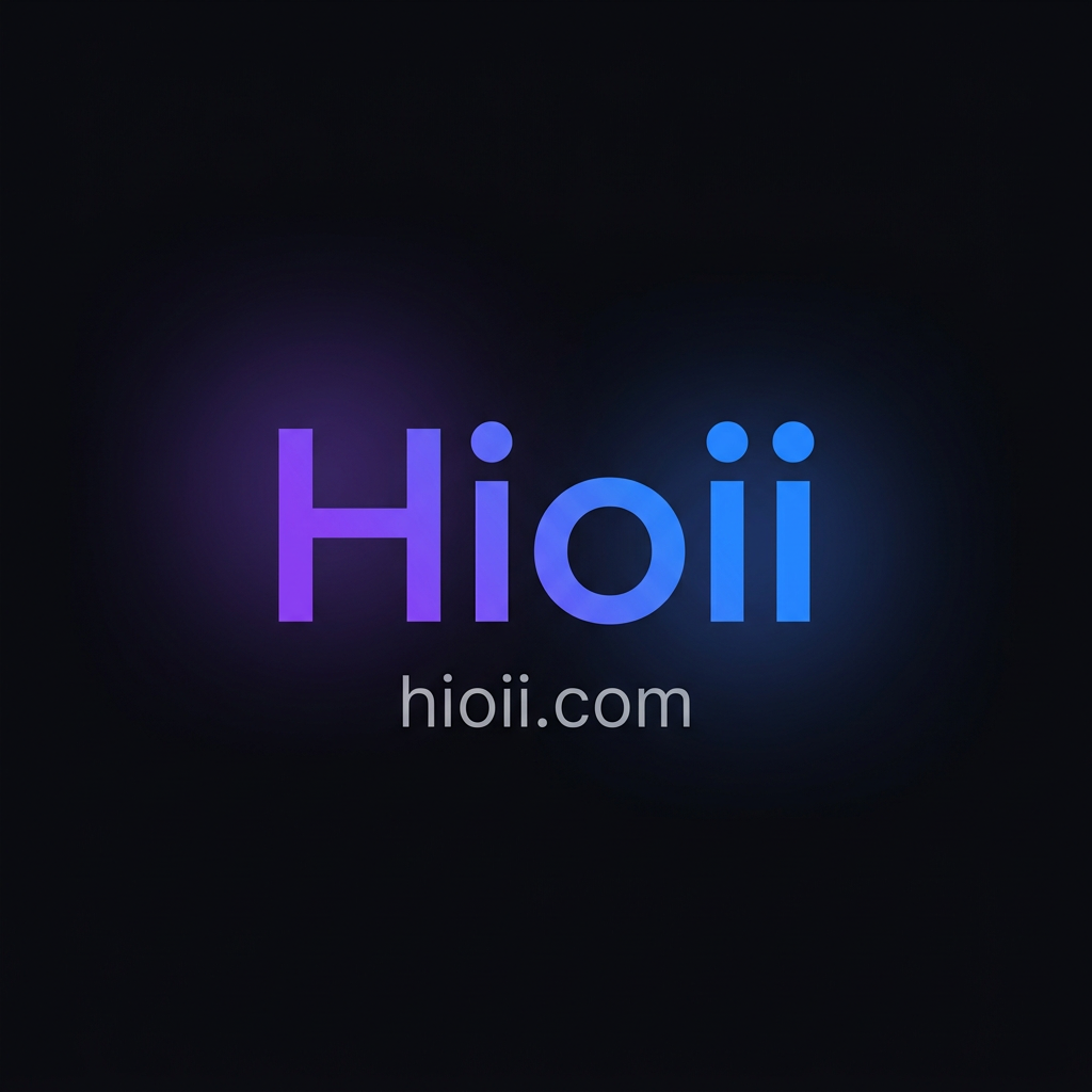Hioii wordmark with hioii.com URL on black background