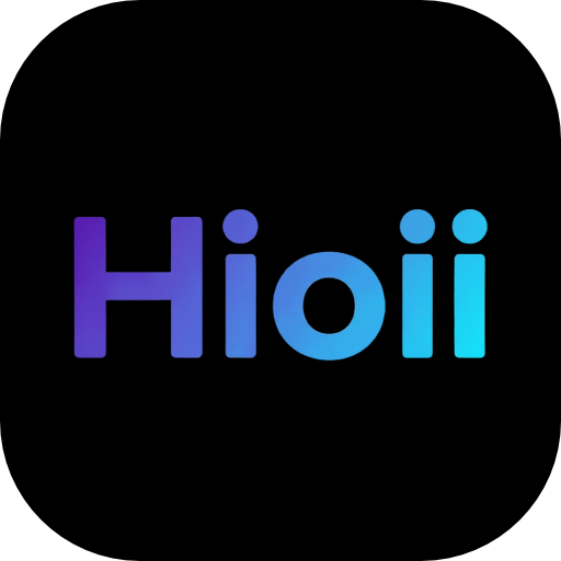 Hioii app icon on black squircle