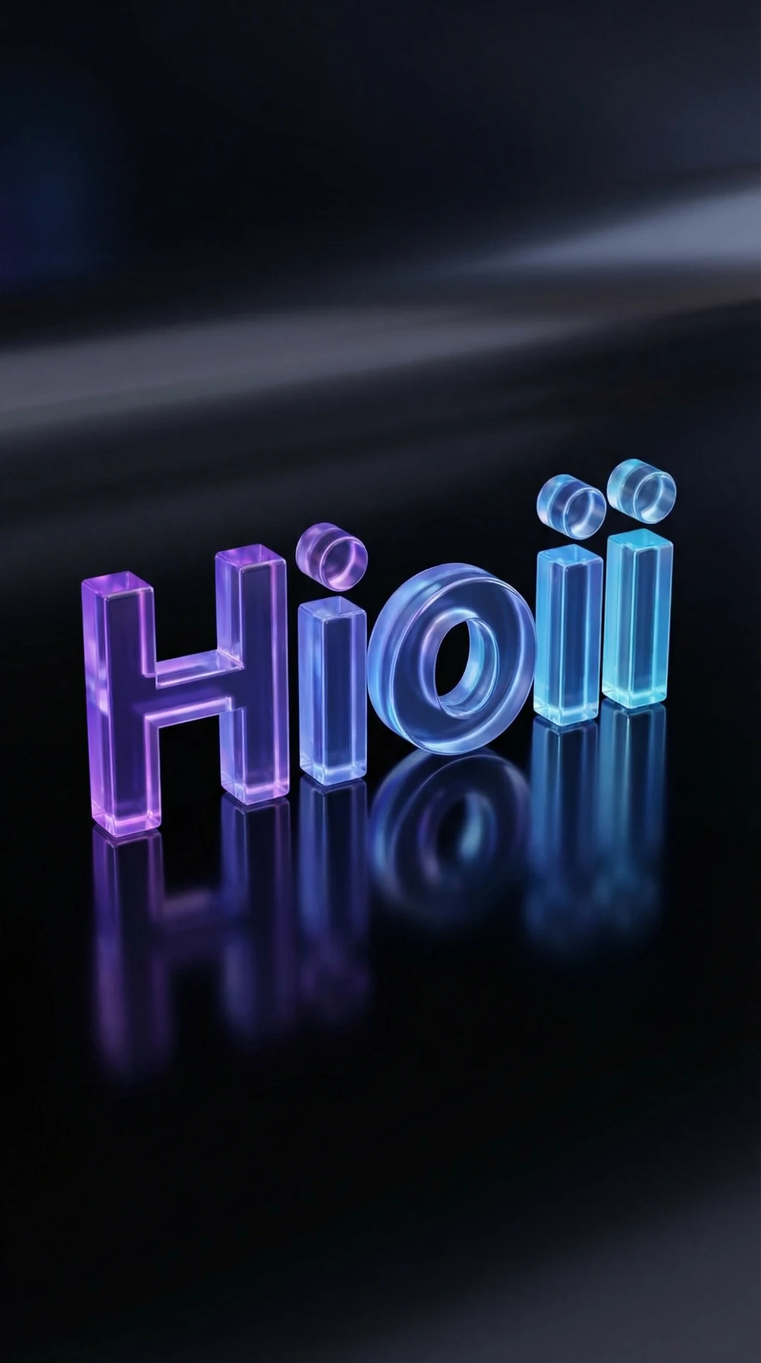 Hioii 3D crystal glass wordmark render