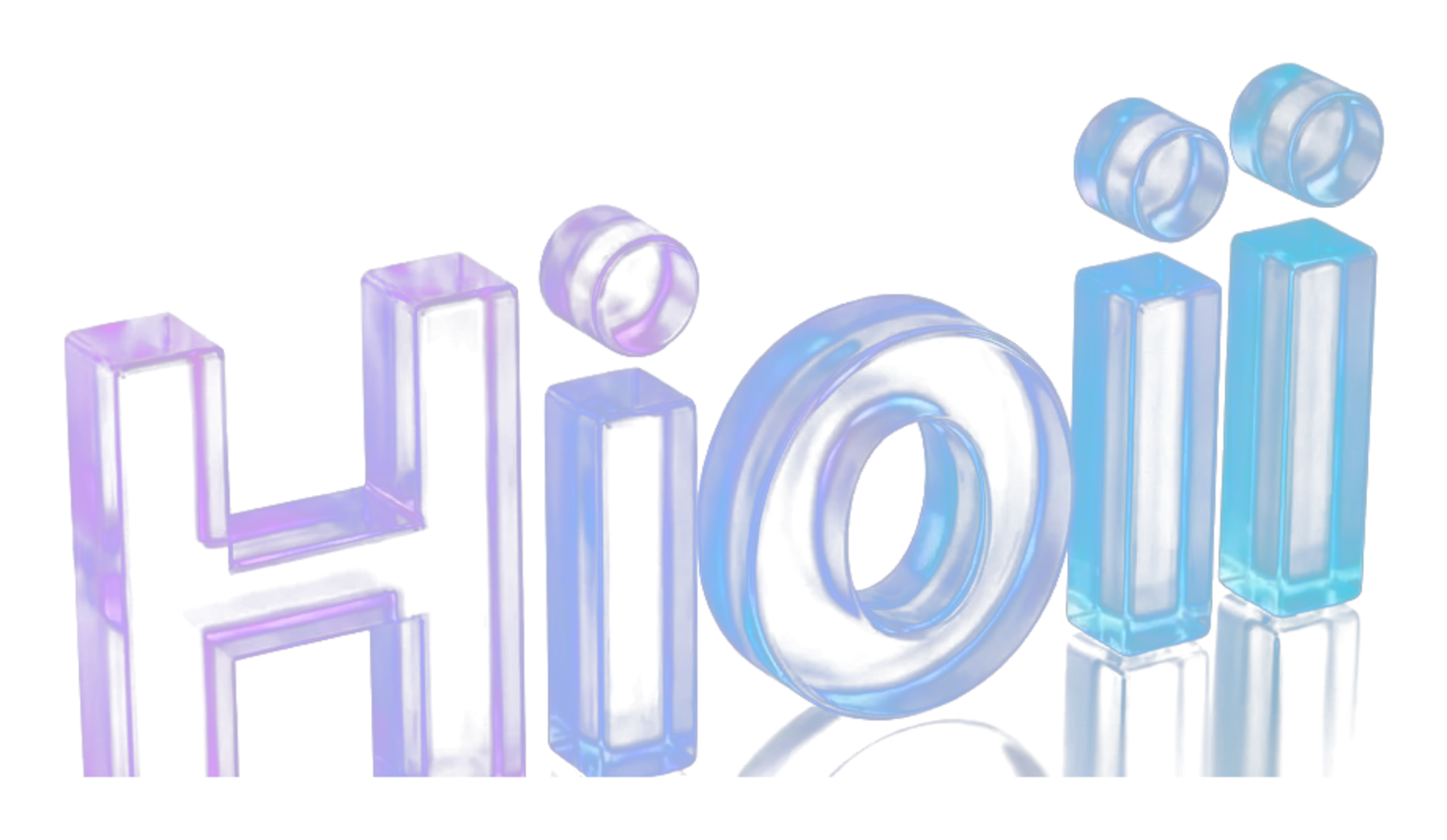 Hioii crystal wordmark with transparent background